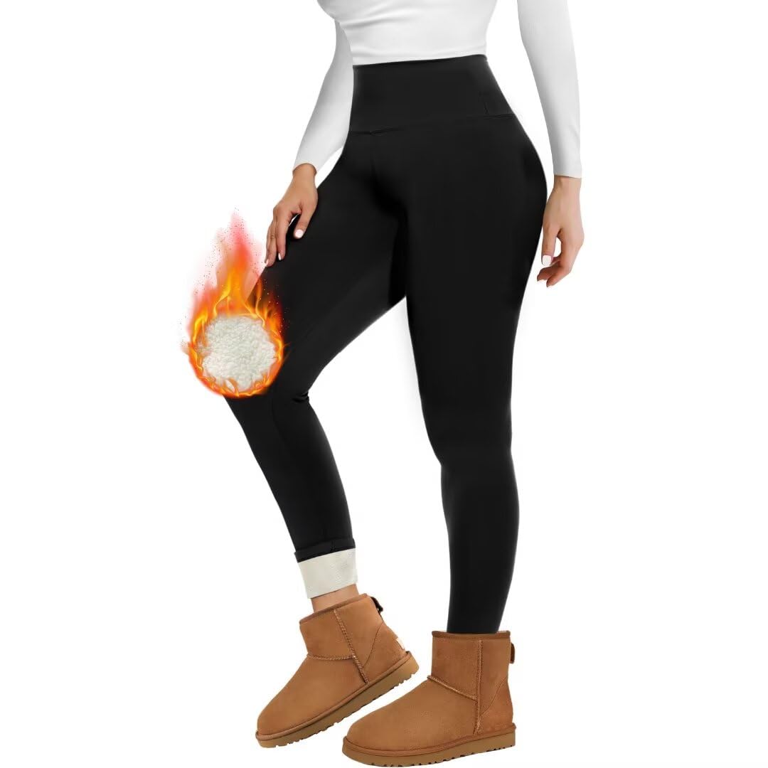 Thermo Leggings Damen Gefüttert Thermoleggings Verdickte Plüsch Thermohose Fleece Leggins Warme im W