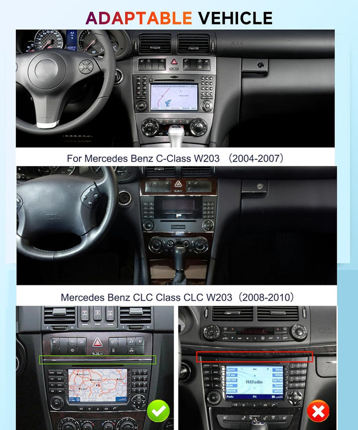 4 Core 64G Hodozzy Carplay Autoradio für Mercedes Benz C-Klasse W203 CLC-Klasse W203, 7 Zoll Touchsc