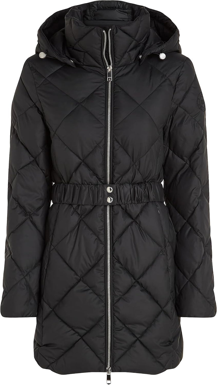Tommy Hilfiger Damen Daunenmantel Belted Quilted Winter XXS Schwarz (Black), XXS Schwarz (Black)