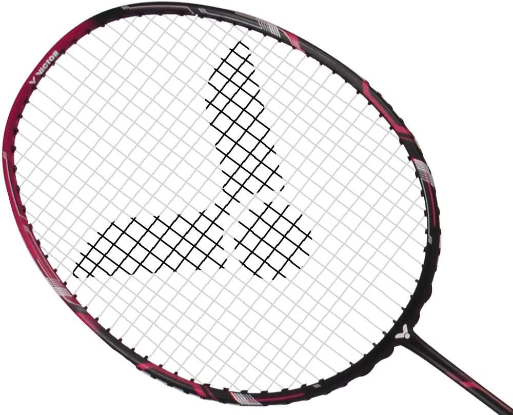VICTOR Ultramate 8 Badmintonschläger, 100% Graphit, als Schläger oder Set pink Paket Single, pink Pa