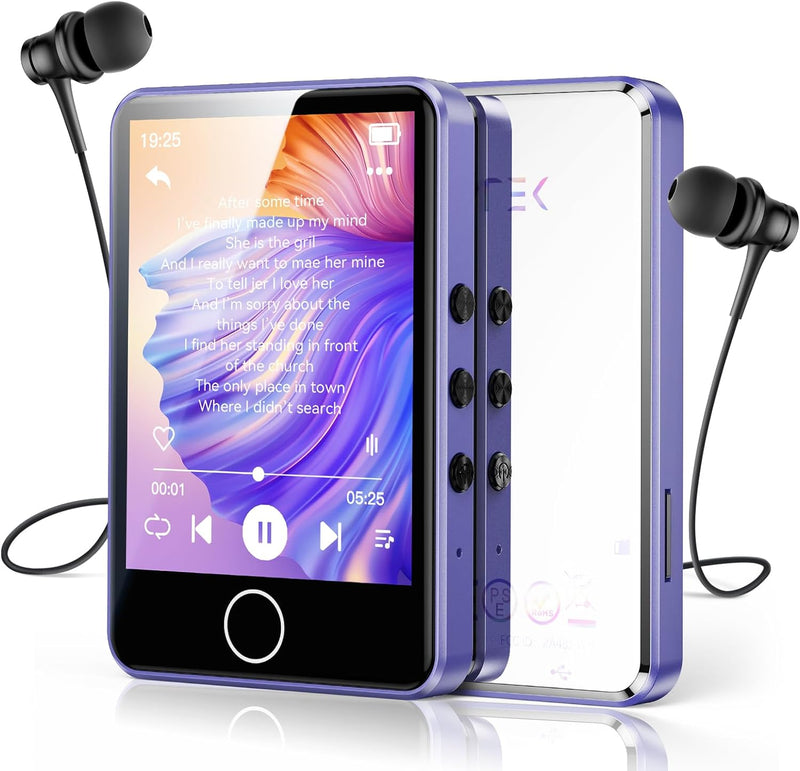 AGPTEK 64GB MP3 Player Bluetooth 5.3 mit 2,8 Zoll Full-Touchscreen, Tragbarer HiFi Musik mit Lautspr