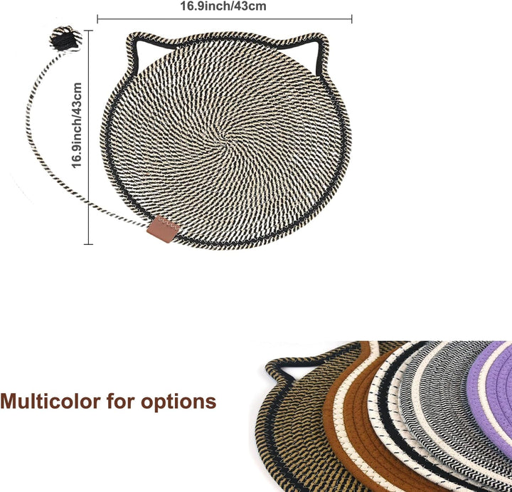 Katze-Kratzer-Matte, Baumwollseil-Katzenkratzmatte, runder horizontaler 16.9'' Anti-Kratz-Pads-Teppi