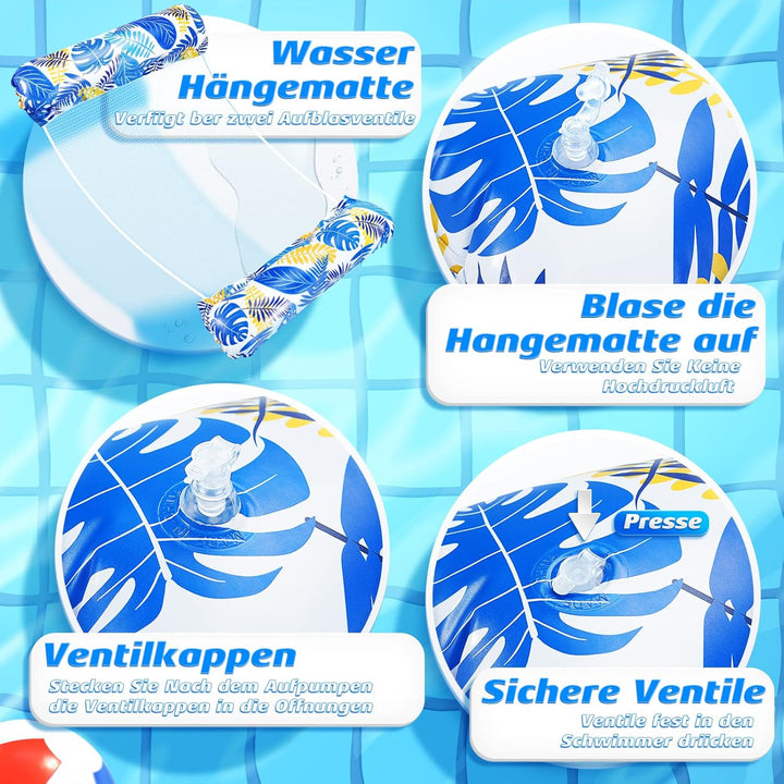 Amteker Luftmatratze Pool XL, 2 Stück Wasserhängematte Erwachsene, 4 in 1 Luftmatratze Wasser Pool Z