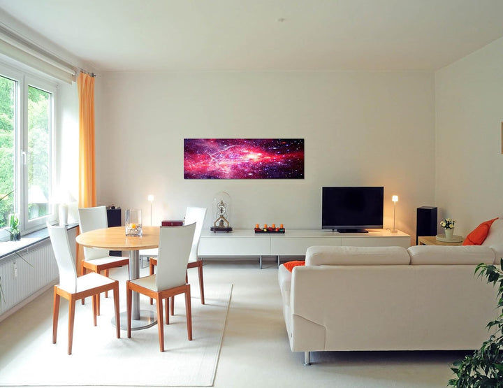 Paul Sinus Art Panoramabild auf Leinwand und Keilrahmen 150x50cm Weltraum Sterne Planeten Galaxie
