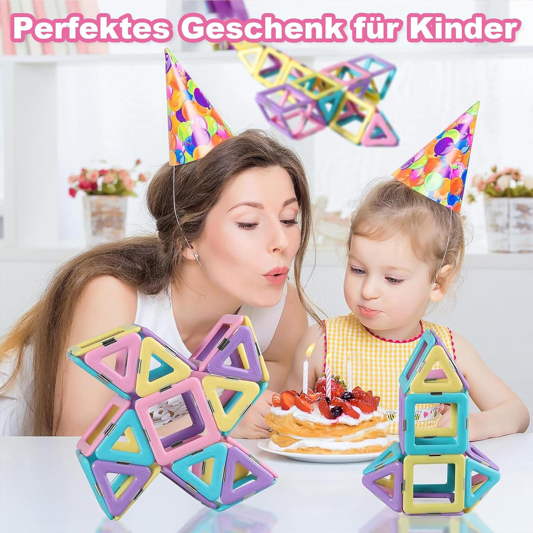 ECHOCUBE Magnetische Bausteine, 40 Stück magnetische Kacheln Konstruktionsspielzeug für Kinder, Krea