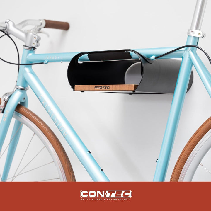 CONTEC Wandpräsenter bikeART Tube, 25kg, aus Stahl und Walnussholz, inkl. Befestigungsmaterial, für