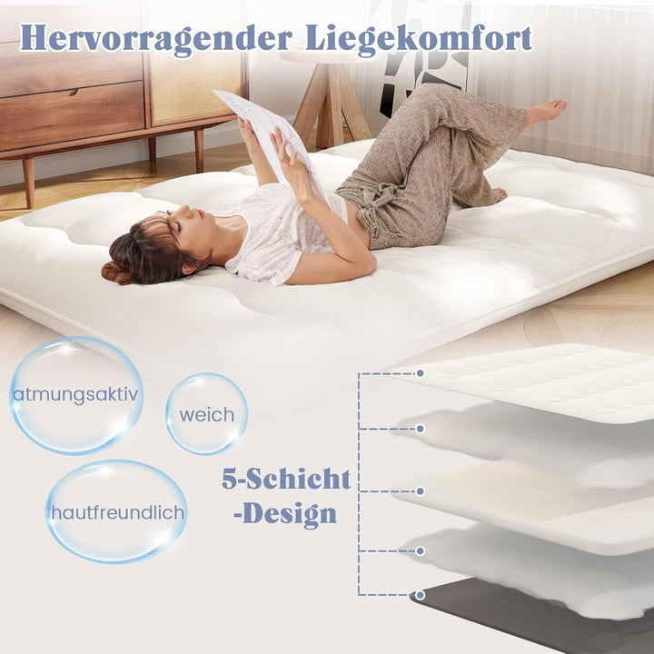 COSTWAY Japanische Futon Matratze, Tatami-Matte, Bodenmatratze, Klappmatratze mit waschbarem Bezug,