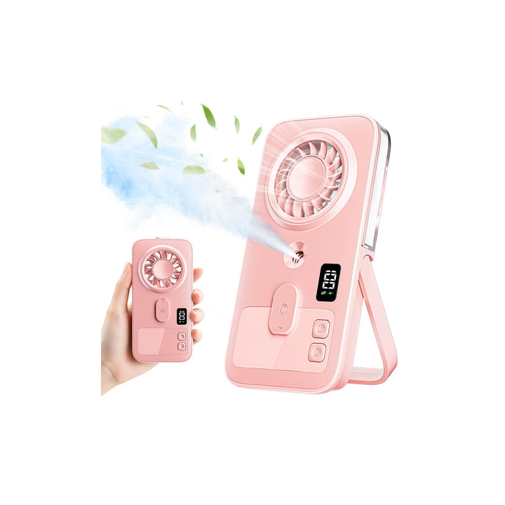 Handventilator Mit Wasserkühlung Klein,Mini Hand Ventilator mit Sprühnebel Pink, Pink