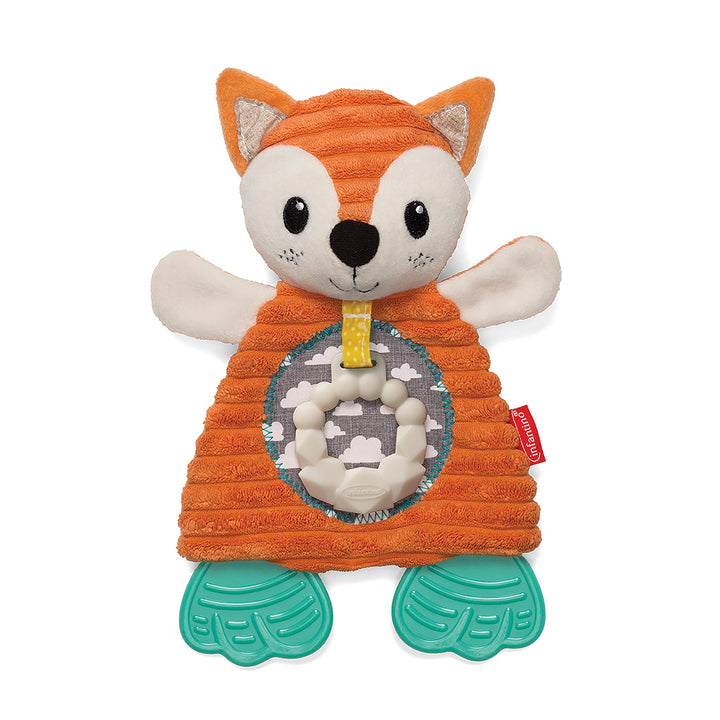 INFANTINO Go Gaga Cuddly Teether Fox, Spielzeug-Fuchs, für die sensorische Erkundung, Teether aus Si