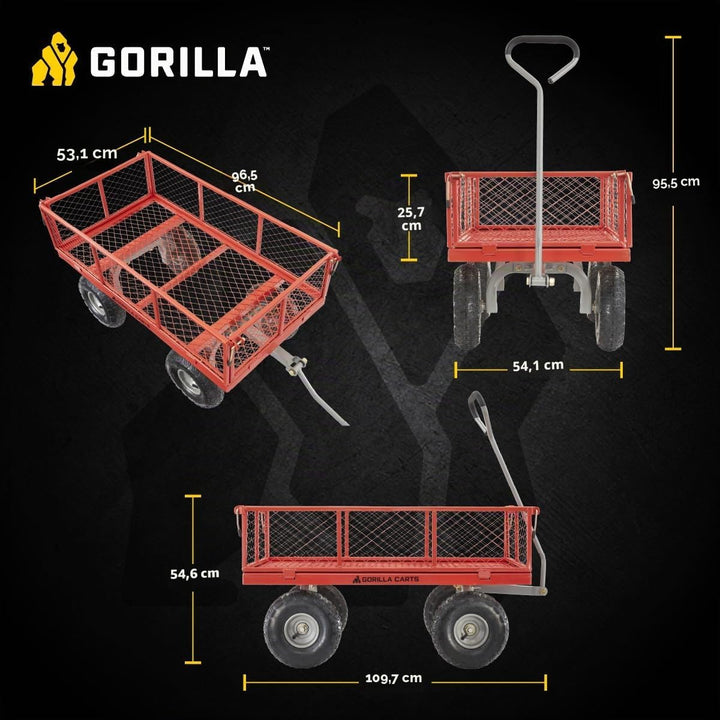 Gorilla Wagen, 362,9 kg Kapazit�t, robust, Robustes Stahlgeflecht, wandelbar, Flachbett, Garten, Out