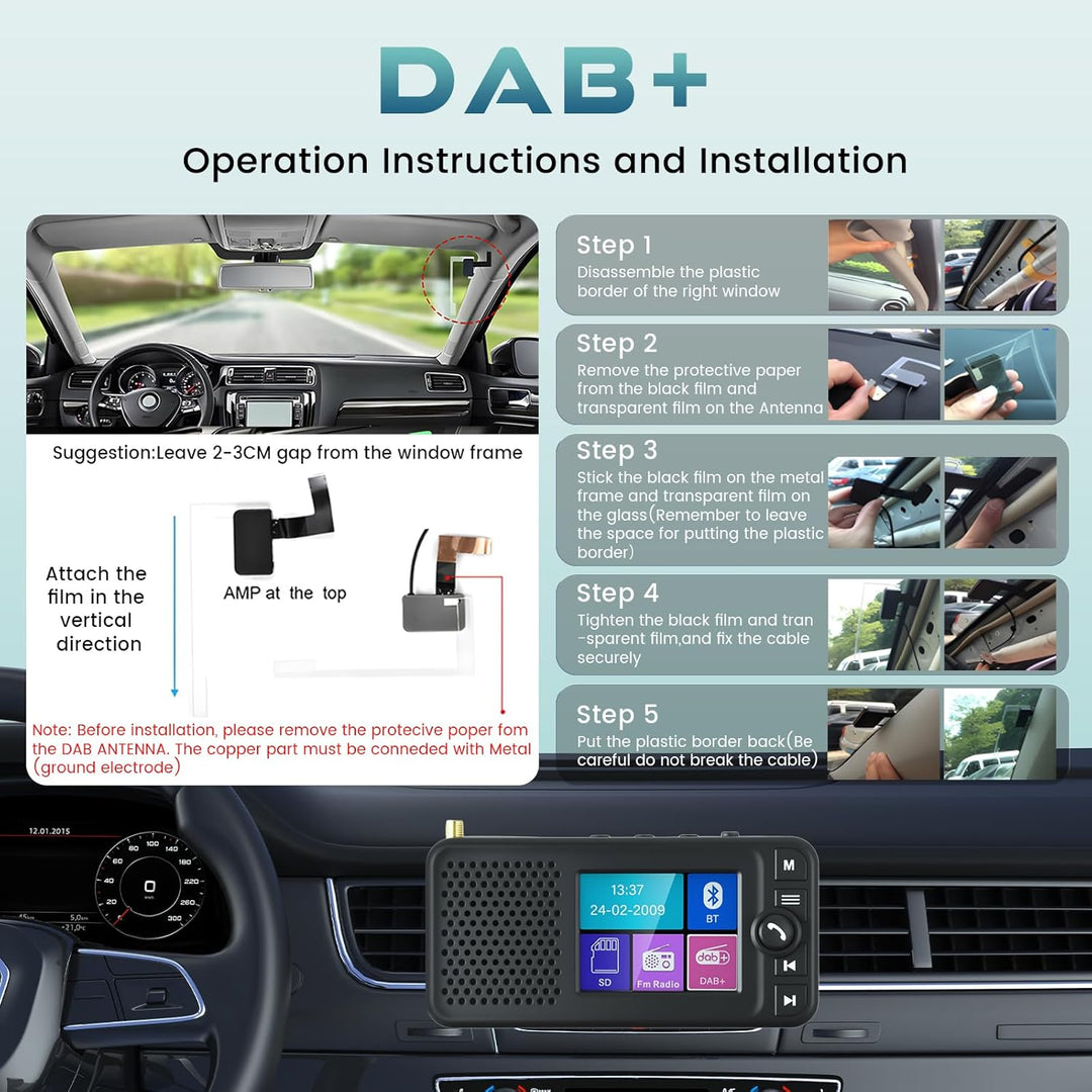 Hodozzy DAB/DAB+ Radio mit Bluetooth Tragbarer Lautsprecher, 2,4-Zoll-Farbdisplay Wiederaufladbares