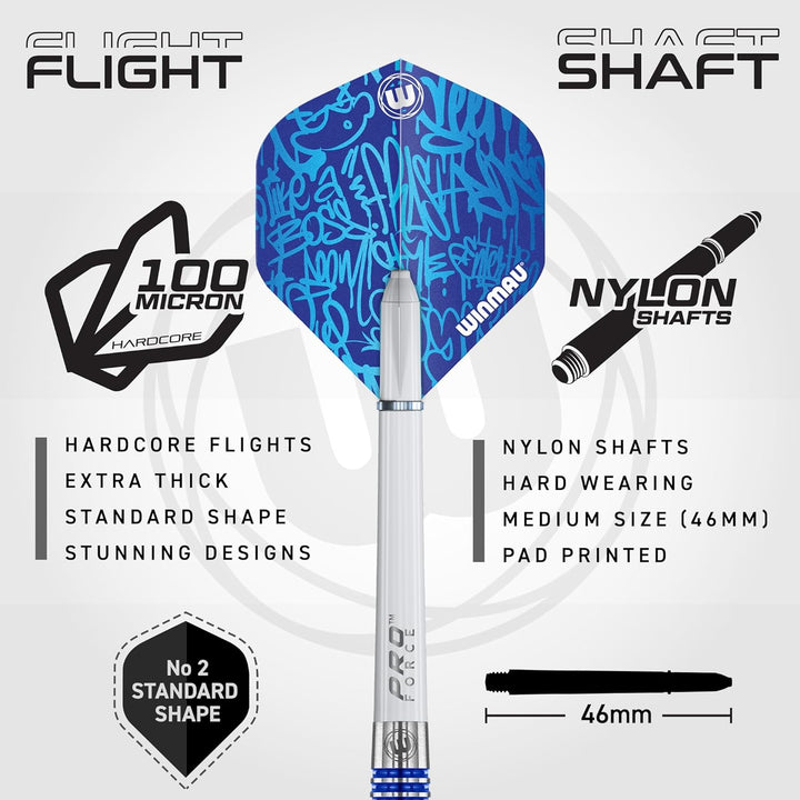 WINMAU Advance 500 Series Dartpfeile mit dartflüge und Dart stiele 22G Blau, 22G Blau