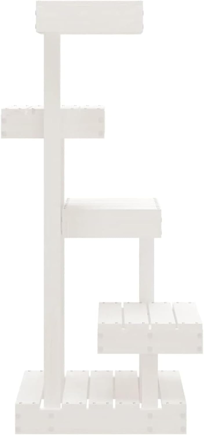 Homgoday Katzenbaum weiss 45,5 x 49 x 103 cm aus massivem Kiefernholz, Katzenspielzeug, Katzenspielz