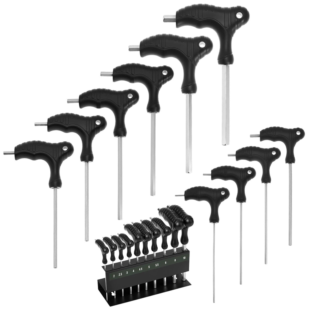 QWORK® 10 Stücke Innensechskantschlüssel Set, 2-10mm Sechskantschraubendrehe mit T-Griff, für Fahrra