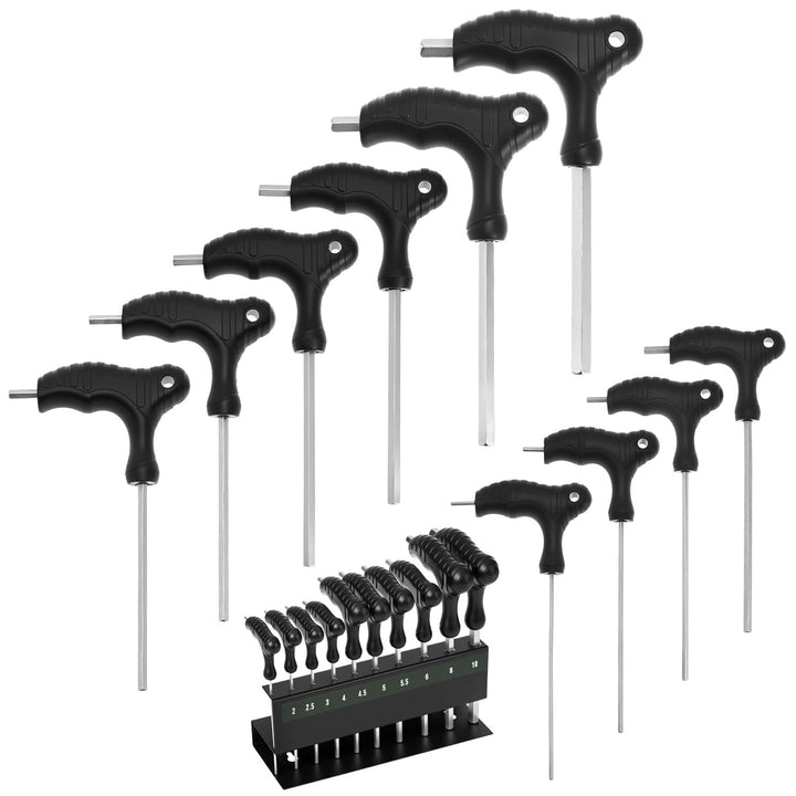 QWORK® 10 Stücke Innensechskantschlüssel Set, 2-10mm Sechskantschraubendrehe mit T-Griff, für Fahrra