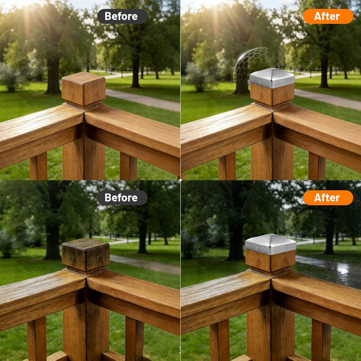 4 Stück Pfostenkappen 101x101mm Zaunpfosten Kappen Rostfreie Verzinkte Pfostenabdeckung aus Metall m