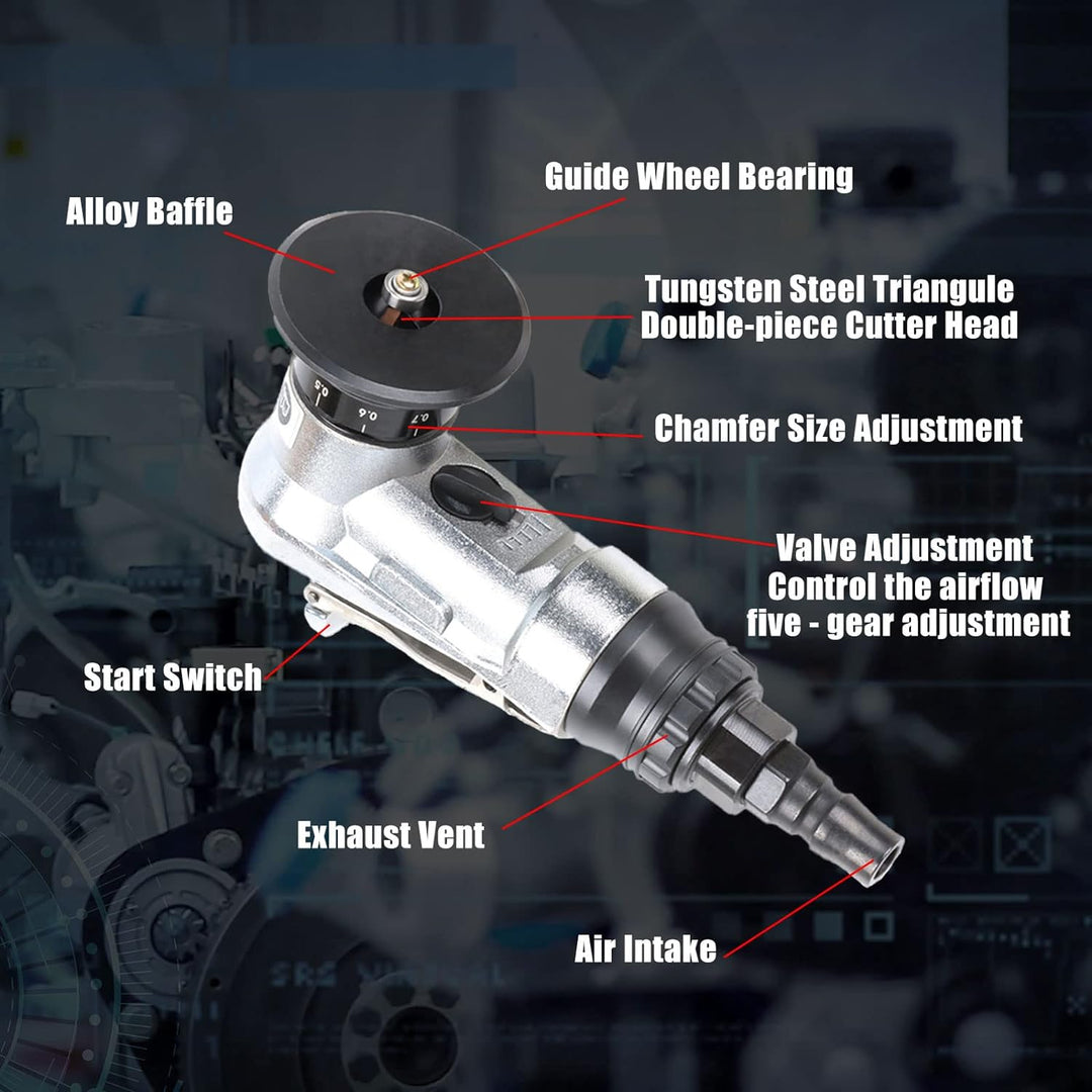 Pneumatische Anfasmaschine, Pneumatische Fasenmaschine Mini 45° Arc Burr Trimming 30000 U/min 1/4 Zo
