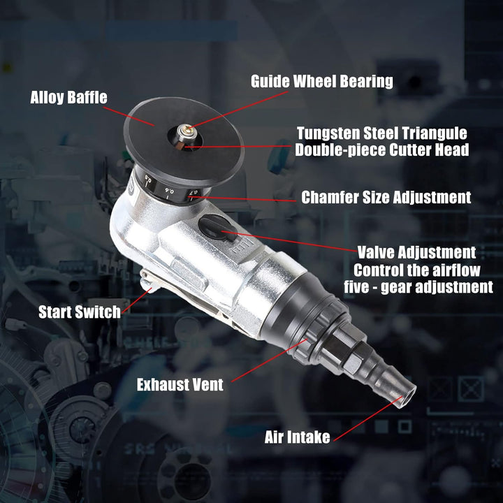 Pneumatische Anfasmaschine, Pneumatische Fasenmaschine Mini 45° Arc Burr Trimming 30000 U/min 1/4 Zo