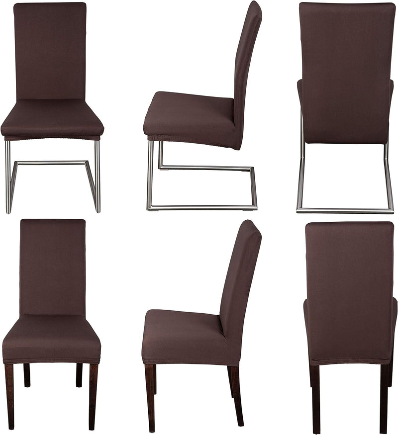 Staboos Stuhlhussen 6er Set - Hohe Elastizität - Stuhlbezug 6er Set - ÖKO TEX Zertifiziert (Dunkelbr