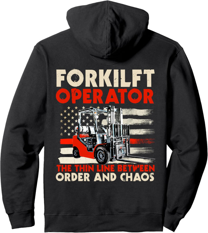Gabelstaplerfahrer-Design auf der Rückseite der Kleidung Pullover Hoodie