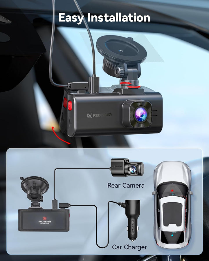 REDTIGER F7NA 4K Dashcam Vorne Hinten, STARVIS 2 IMX678 8MP Ultra HD Autokamera, 5.8GHz WLAN(20MB/s)