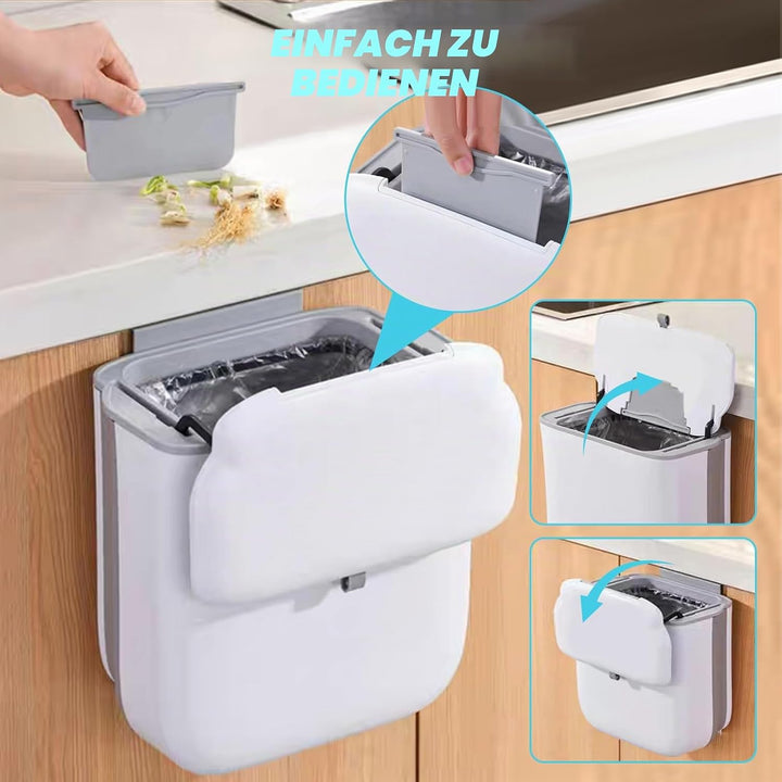 Hängend Mülleimer Küche, Faltbarer Abfalleimer Küche Wasserdicht mit Deckel 10L, PP+TPA, für Camping