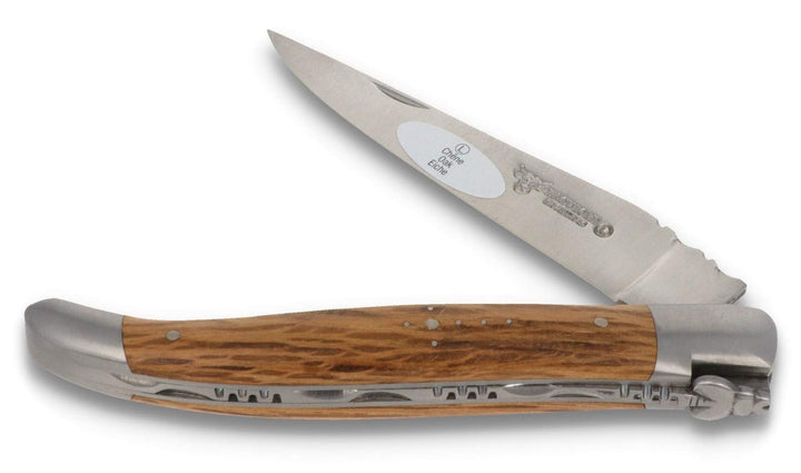 Laguiole en Aubrac Taschenmesser L0212GOIF 12 cm, Griffschalen Grüne Eiche, Klinge 10 cm matt, Backe