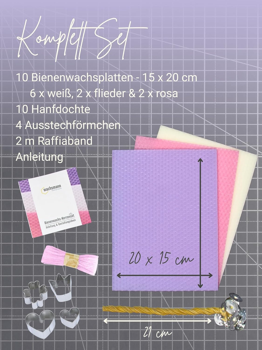 Bienenwachs Kerzen selber machen Set für 10 Bienenwachskerzen, DIY Bastelset bunt für Kinder & Erwac