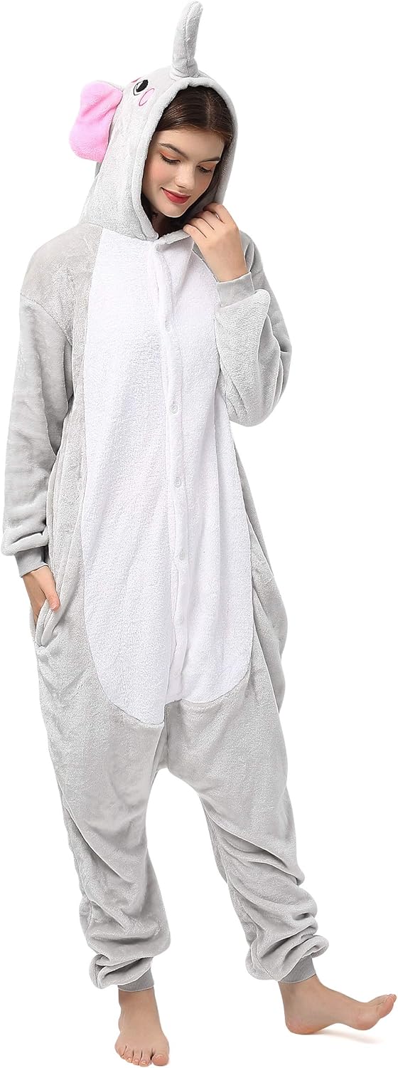 Katara 1744 (30+ Designs) Elefanten-Kostüm, Unisex Onesie/Pyjama-Qualität für Erwachsene & Teenager