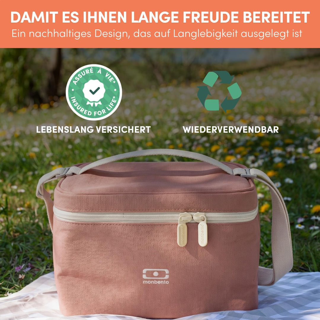 MONBENTO - Kleine Kühltasche für Unterwegs Arctic rosa Moka - Lunch Tasche für Lunchbox, Trinkflasch