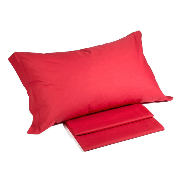 Caleffi - Bettwäsche-Set aus Baumwolle, einfarbig, für Doppelbett, Rot 160 x 190 cm Rot, 160 x 190 c