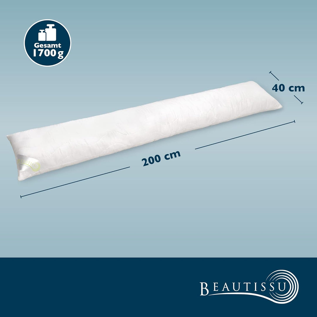 Beautissu Seitenschläferkissen atmungsaktiv individuell Reissverschluss | 200x40cm waschbar 60°C Mik