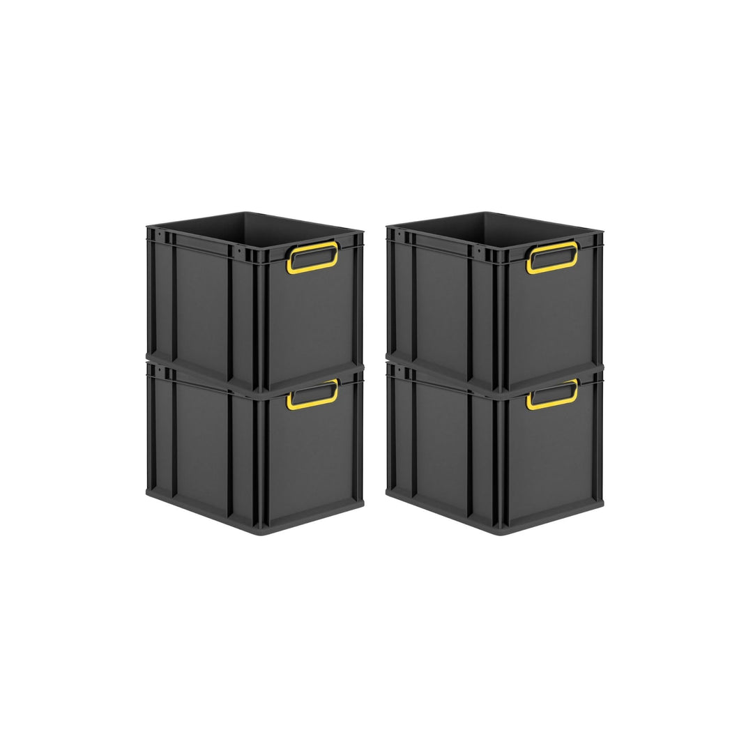 PROREGAL SuperSparSet 4x Eurobox NextGen Color | HxBxT 32x30x40cm | 30 Liter | Griffe gelb geschloss