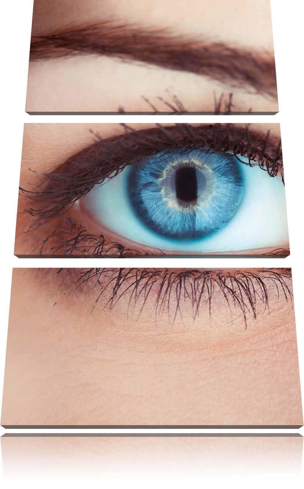 Pixxprint Auge Einer Frau 3-Teiler Leinwandbild 120x80 Bild auf Leinwand