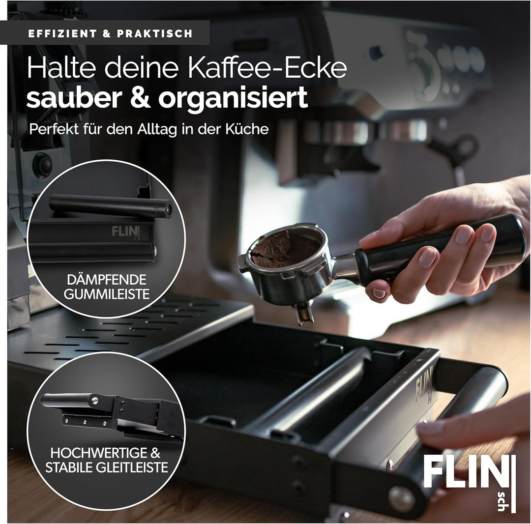 Flinsch Kaffee Abklopfbehälter - Sudschublade für Espresso Siebträgermaschinen in matt schwarz aus h
