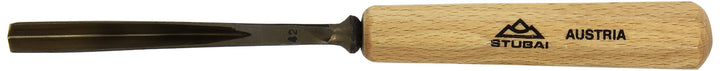 STUBAI Stemmeisen Stechbeitel Serie 52 - Form 42 | Gebogener Gaissfuss 8 mm, mit Holzgriff, für Kerb