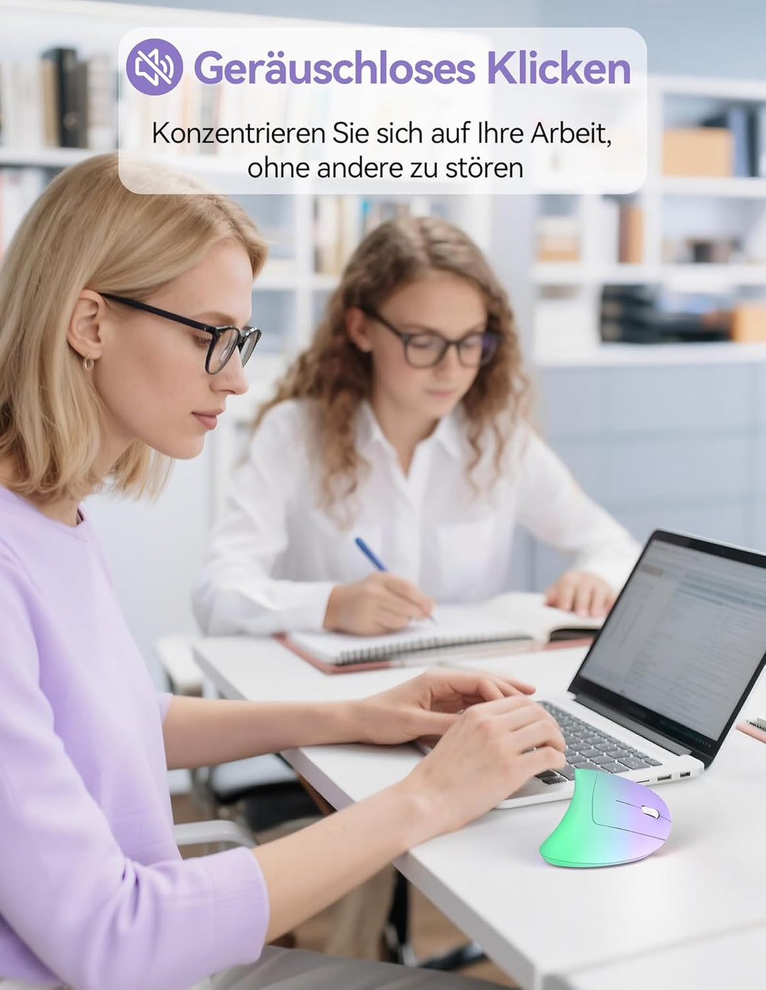 TECKNET Wiederaufladbar Ergonomische Maus Kabellos, 2.4G Optische Vertikale Maus Ergonomisch, 5 Eins