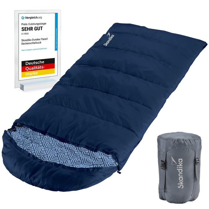 Skandika Dundee Junior Kinderschlafsack | Outdoor Camping Schlafsack für Kinder, Flanell-Innenfutter