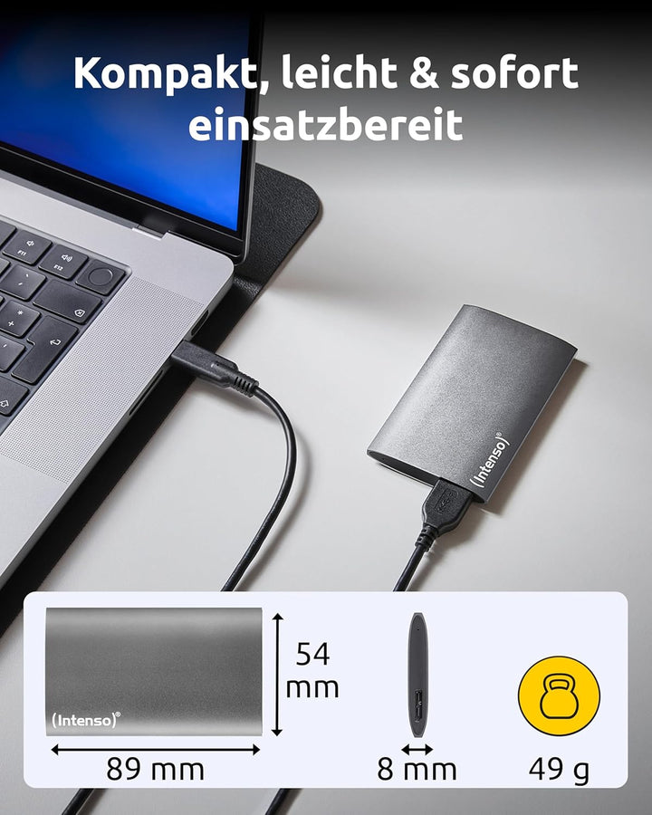 Intenso external SSD 1,8 512GB USB 3.0 Aluminium Premium, Festkörper-Laufwerk 500 GB Premium, 500 GB