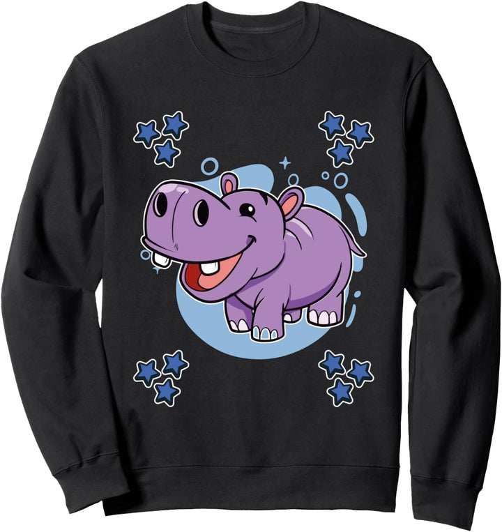 Herren Nilpferd Zeichnung Sterne Jungen Nilpferd Sweatshirt