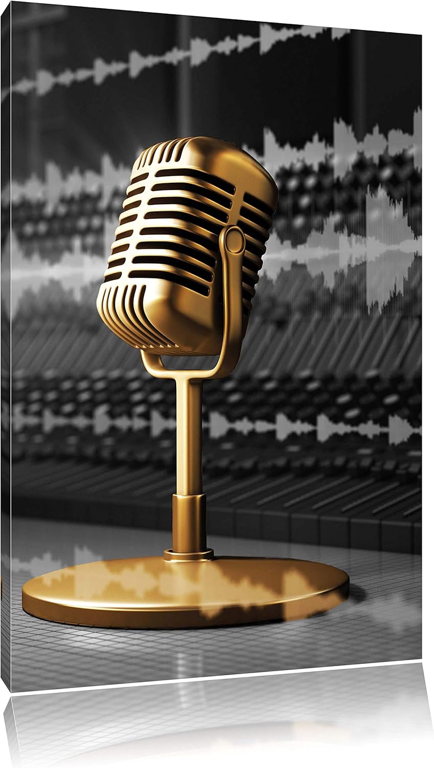 Pixxprint Cooles Musikstudio schwarz/weiss, Format: 80x120 auf hochkantiges Leinwand, 80x120