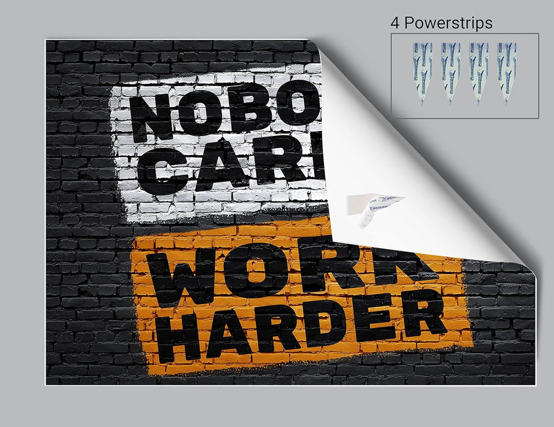 wandmotiv24 Poster als Wanddeko, Grösse Din A0, Work Harder, Stein-Mauer, Moderne Wanddeko, Wandbild