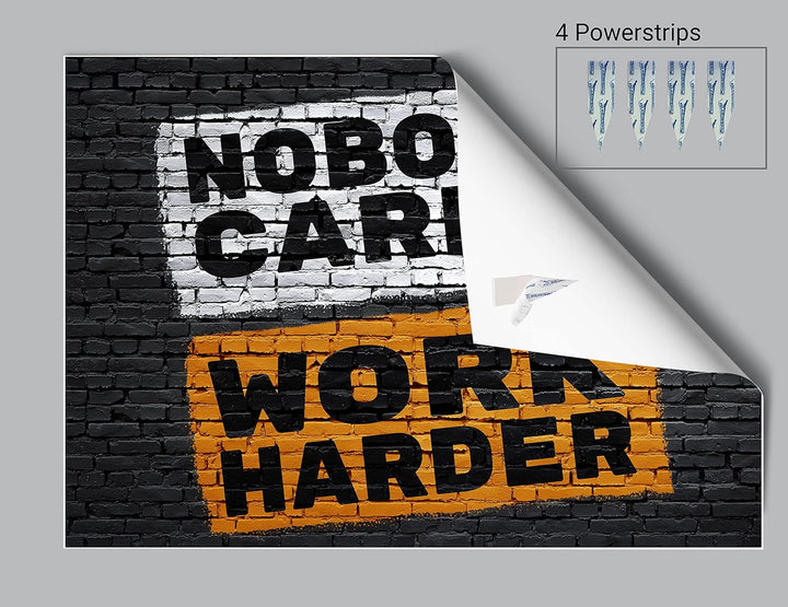 wandmotiv24 Poster als Wanddeko, Grösse Din A0, Work Harder, Stein-Mauer, Moderne Wanddeko, Wandbild