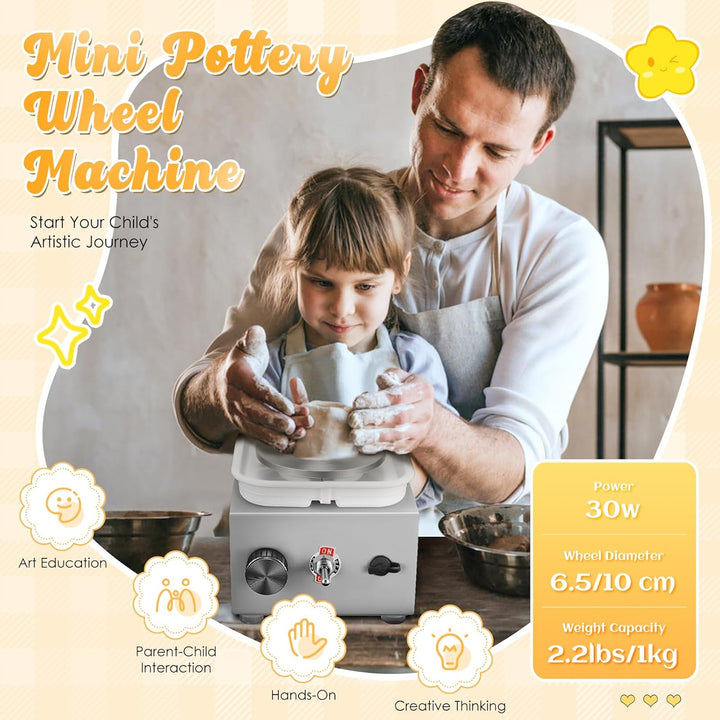 Töpferscheibe Elektrisch, Mini Electric Pottery Wheel 2000 U/min Einstellbare Geschwindigkeit mit Ab
