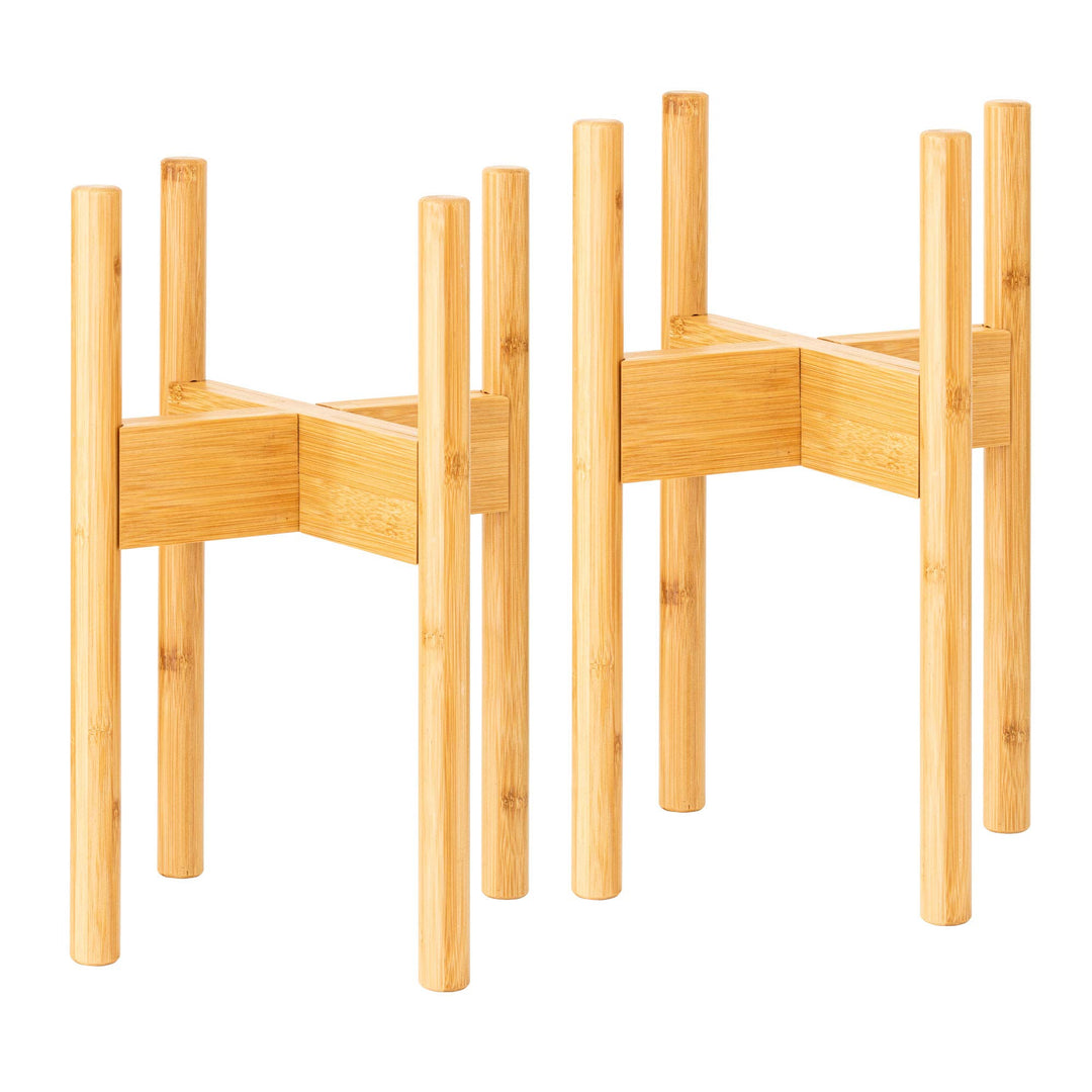 Rubberneck 2er Set Bambus Pflanzenständer - Verstellbare Blumentopfständer aus Bambusholz für den In