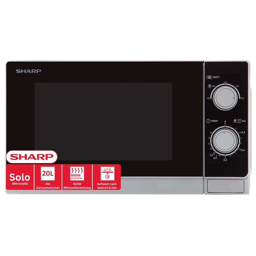 Sharp R200INW Solo-Mikrowelle / 20 L / 800 W / 5 Leistungsstufen / Timer von 35 Minuten bis 00 Sekun