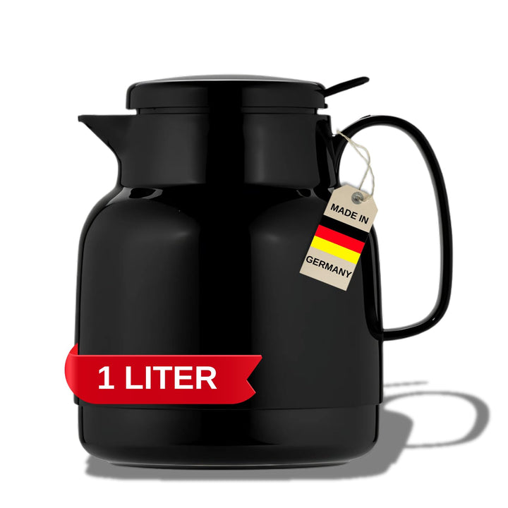 Helios Mondo Push Kunststoff-Isolierkanne Drehverschluss mit Drucktaste 1,0 l schwarz Schwarz 1,0 Li