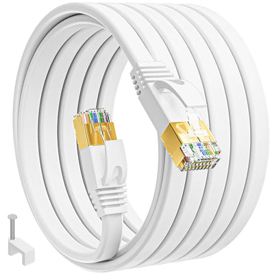 Cat 7 LAN Kabel 20 Meter, Wlan Kabel 20m Weiss, Netzwerkkabel Dünn High Speed 10Gbps 600MHz Lankabel