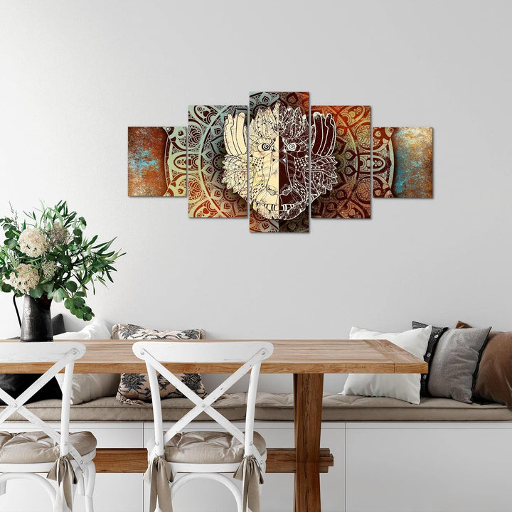 Runa Art Wandbilder Mandala Abstrakt 5 Teilig Bild auf Vlies Leinwand Deko Wohnzimmer Schlafzimmer K