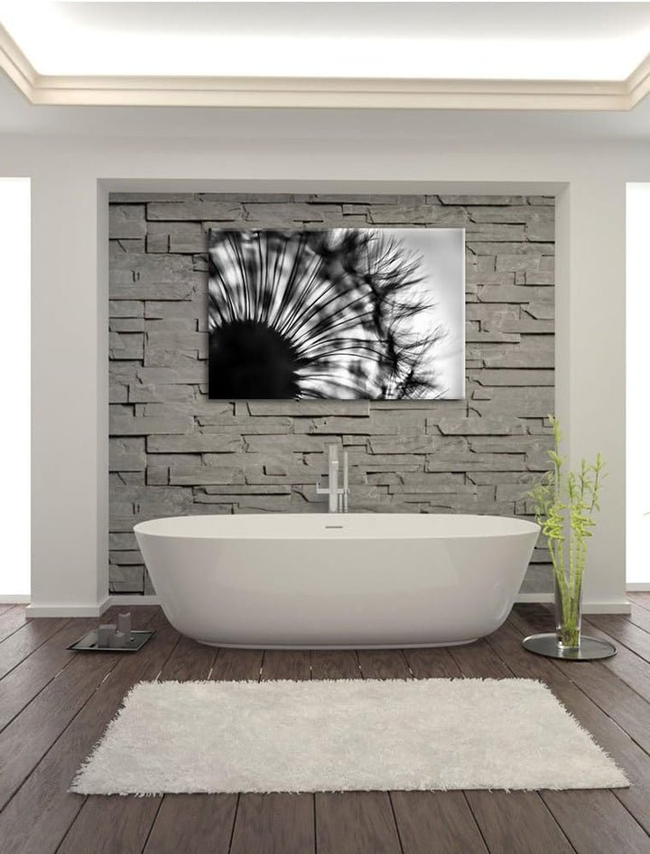 Pixxprint Monocrome, Pusteblume vor grauem Hintergrund, Format: 100x70 auf Leinwand, 100x70